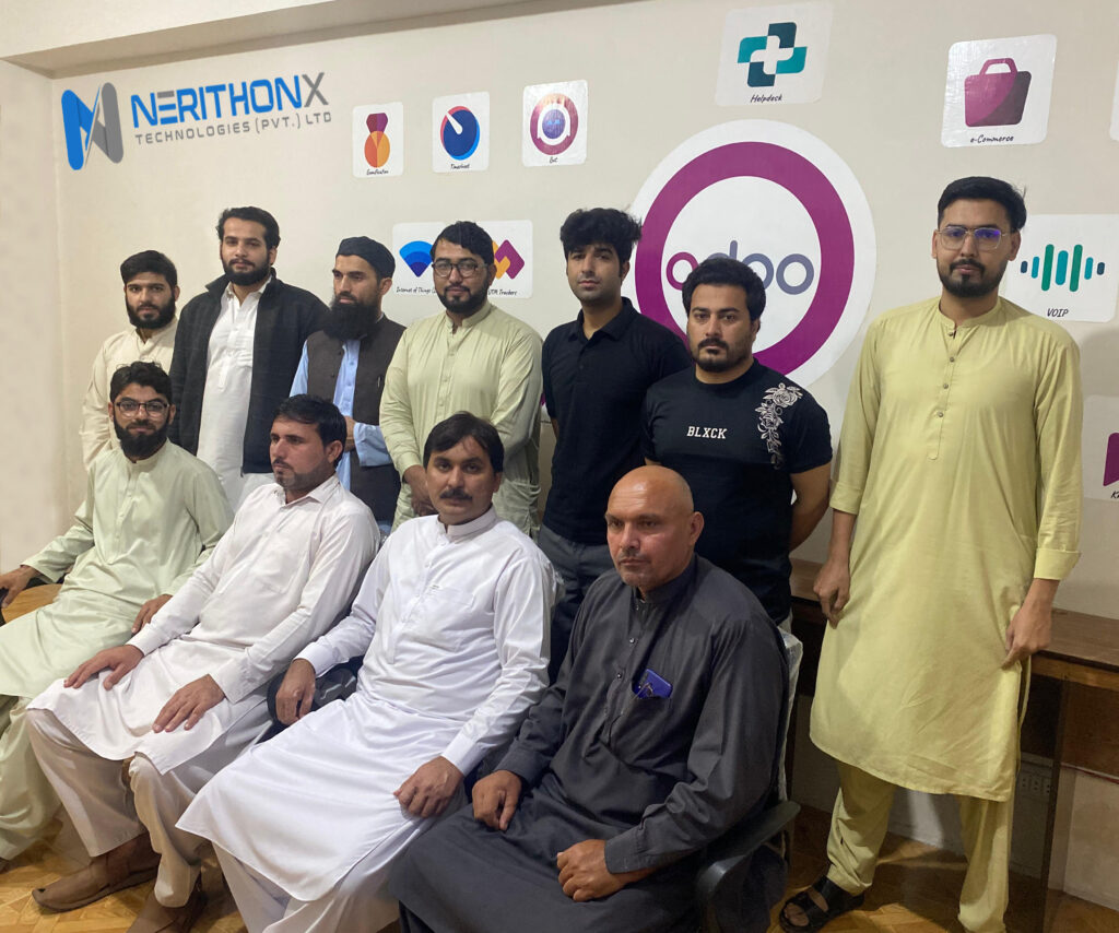 Suffah Public School & College Tajori team training session at NerithonX Technologies office for Odoo ERP school management system