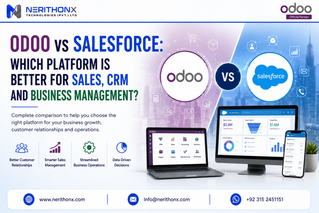 Odoo CRM vs Salesforce CRM comparison dashboard