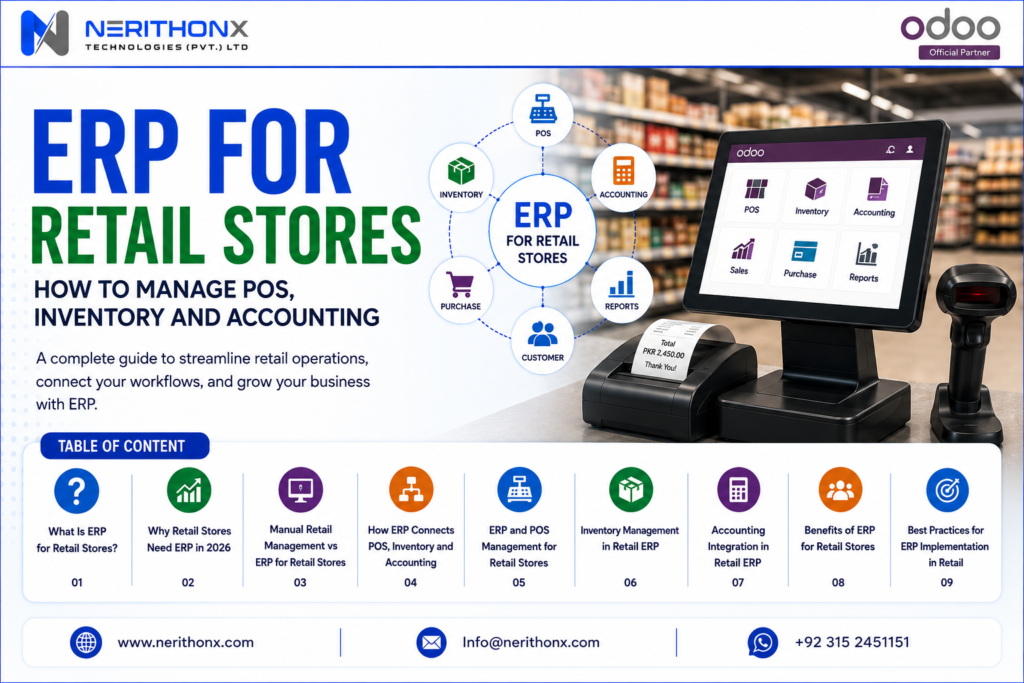 Store cashier using ERP POS system for retail billing